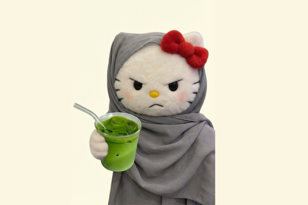 cat with matcha